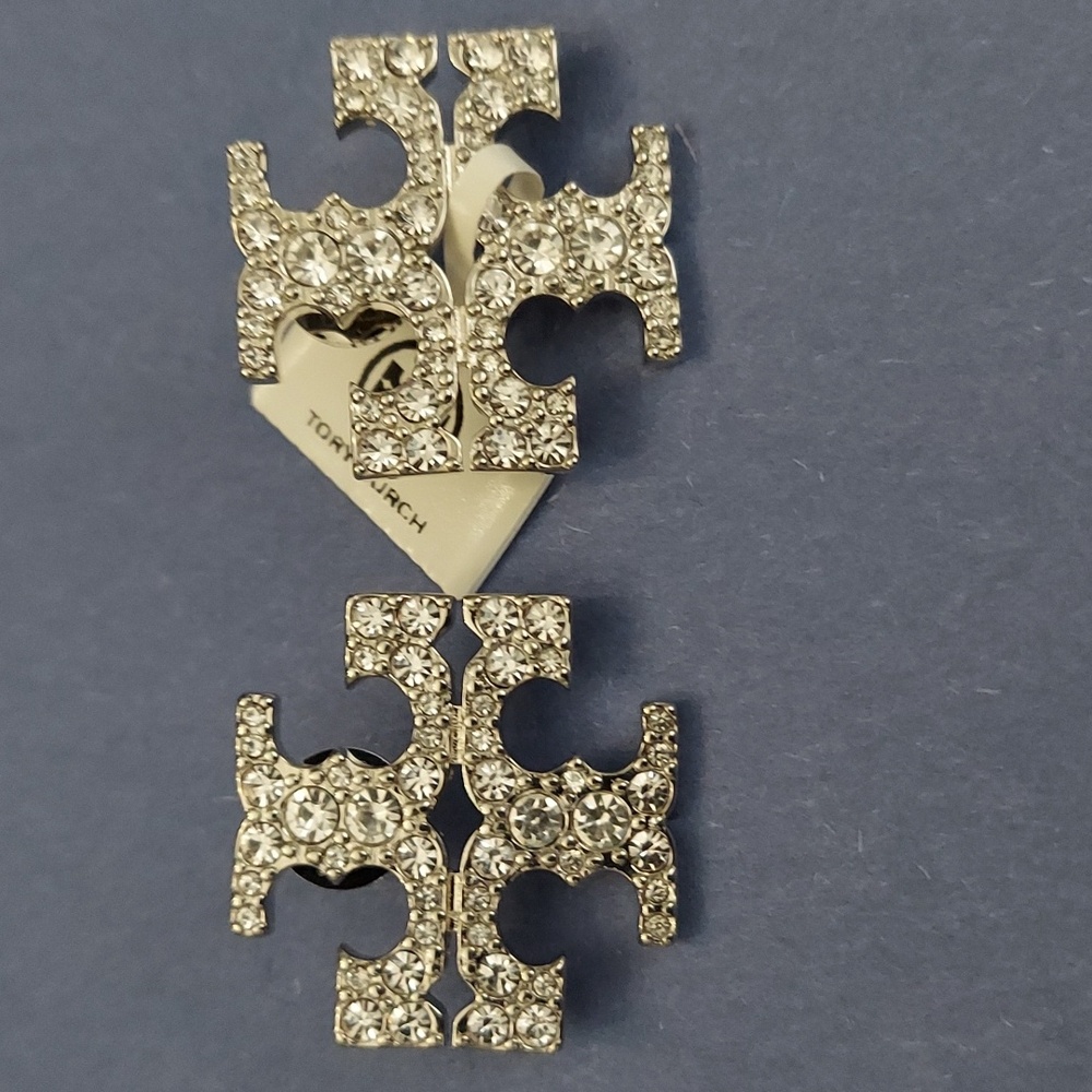 Tory Burch Pave Classic Stud Earrings